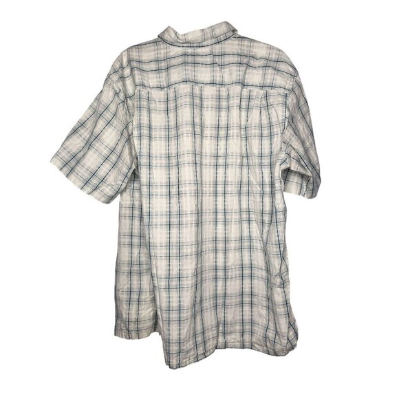 Columbia Mens XL White Blue Cotton Short Sleeve Button Fishing Hiking Shirt - Picture 16 of 16